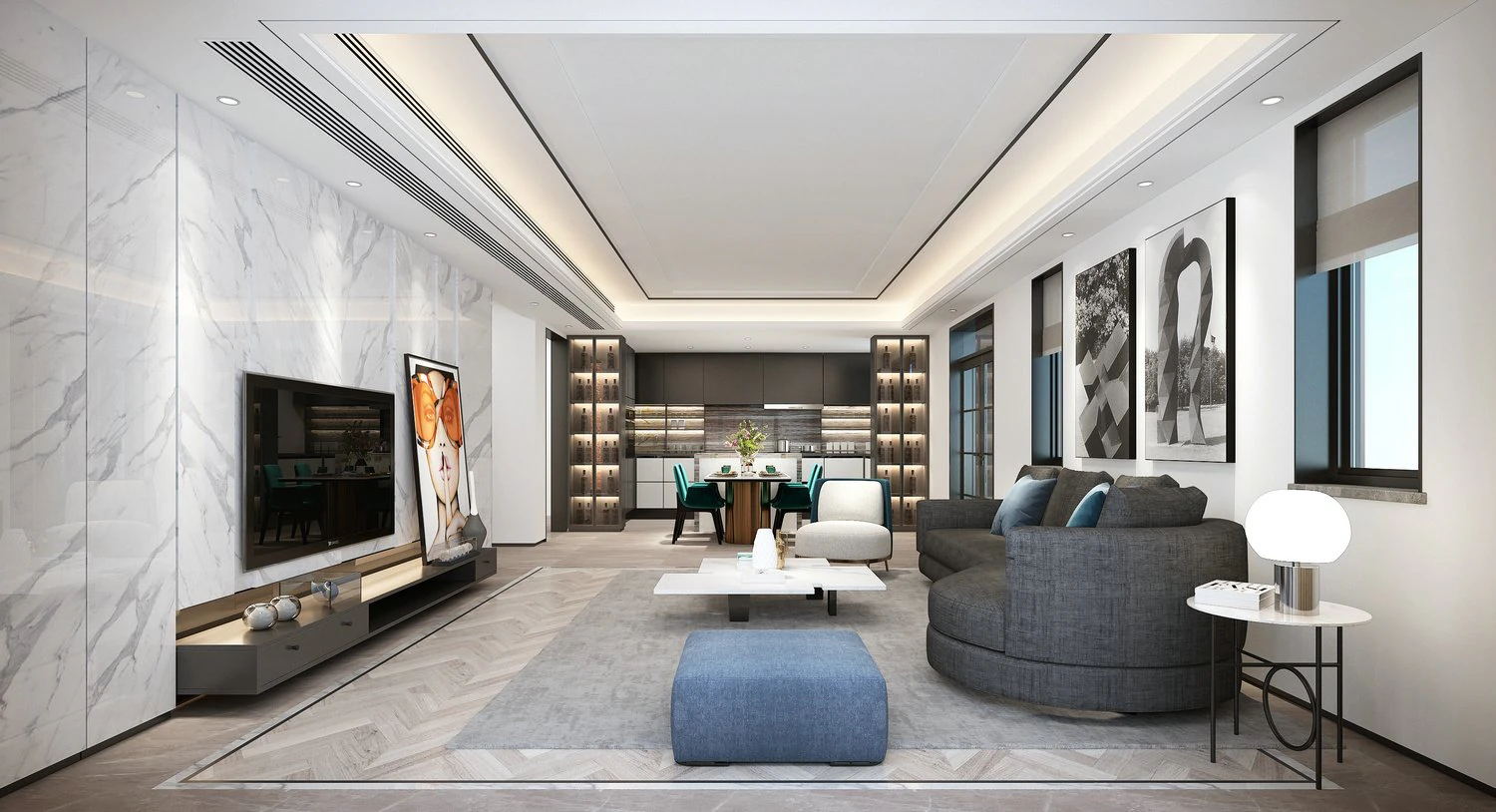 modern living room 3D Model .c4d .max .obj .3ds .fbx .stl .blend 