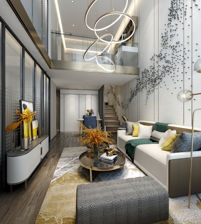 modern living room Modello 3D .c4d .max .obj .3ds .fbx .stl .blend 