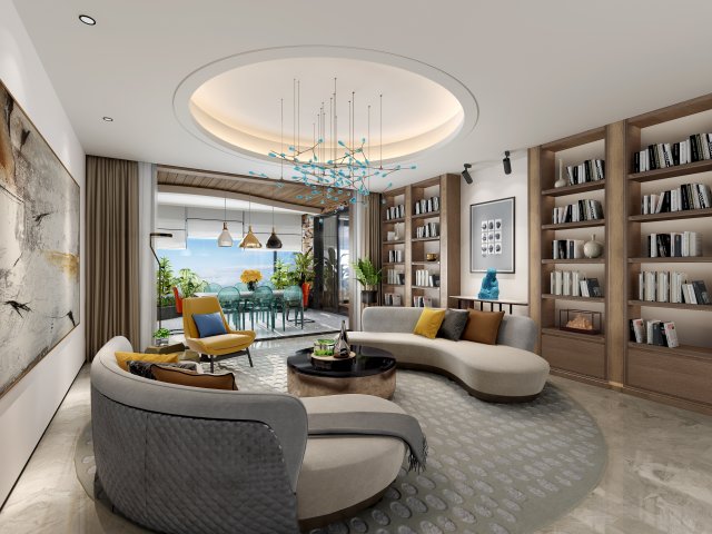 modern living room Modèle 3D .c4d .max .obj .3ds .fbx .stl .blend