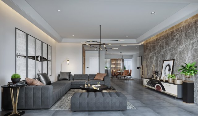 modern living room Modello 3D .c4d .max .obj .3ds .fbx .stl .blend