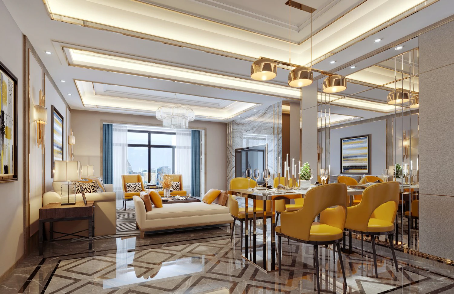 modern living room 3D Model .c4d .max .obj .3ds .fbx .stl .blend