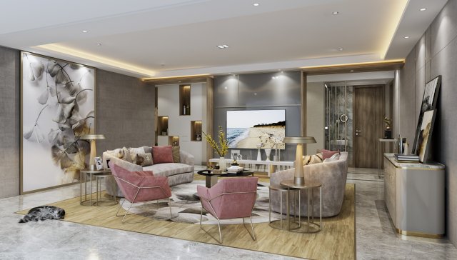 modern living room Modello 3D .c4d .max .obj .3ds .fbx .stl .blend 