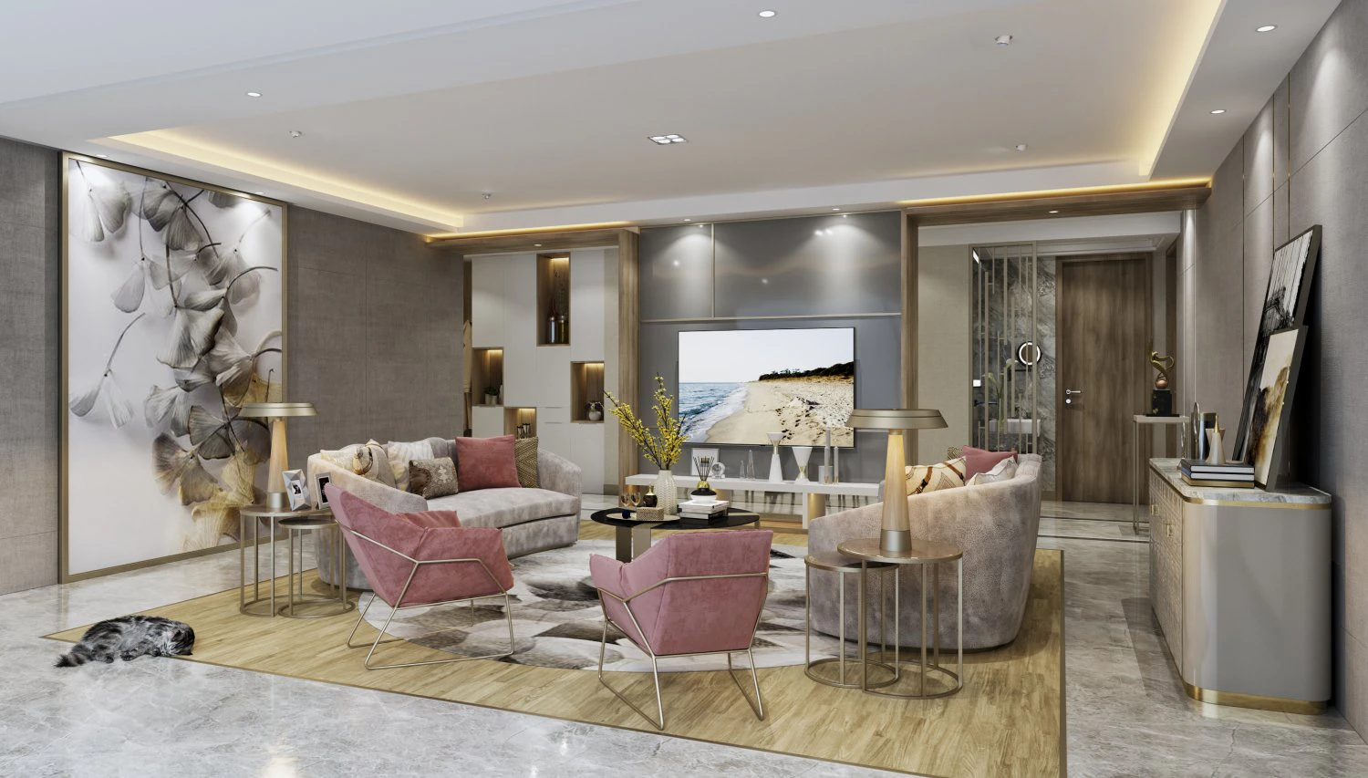 modern living room 3D Model .c4d .max .obj .3ds .fbx .stl .blend 