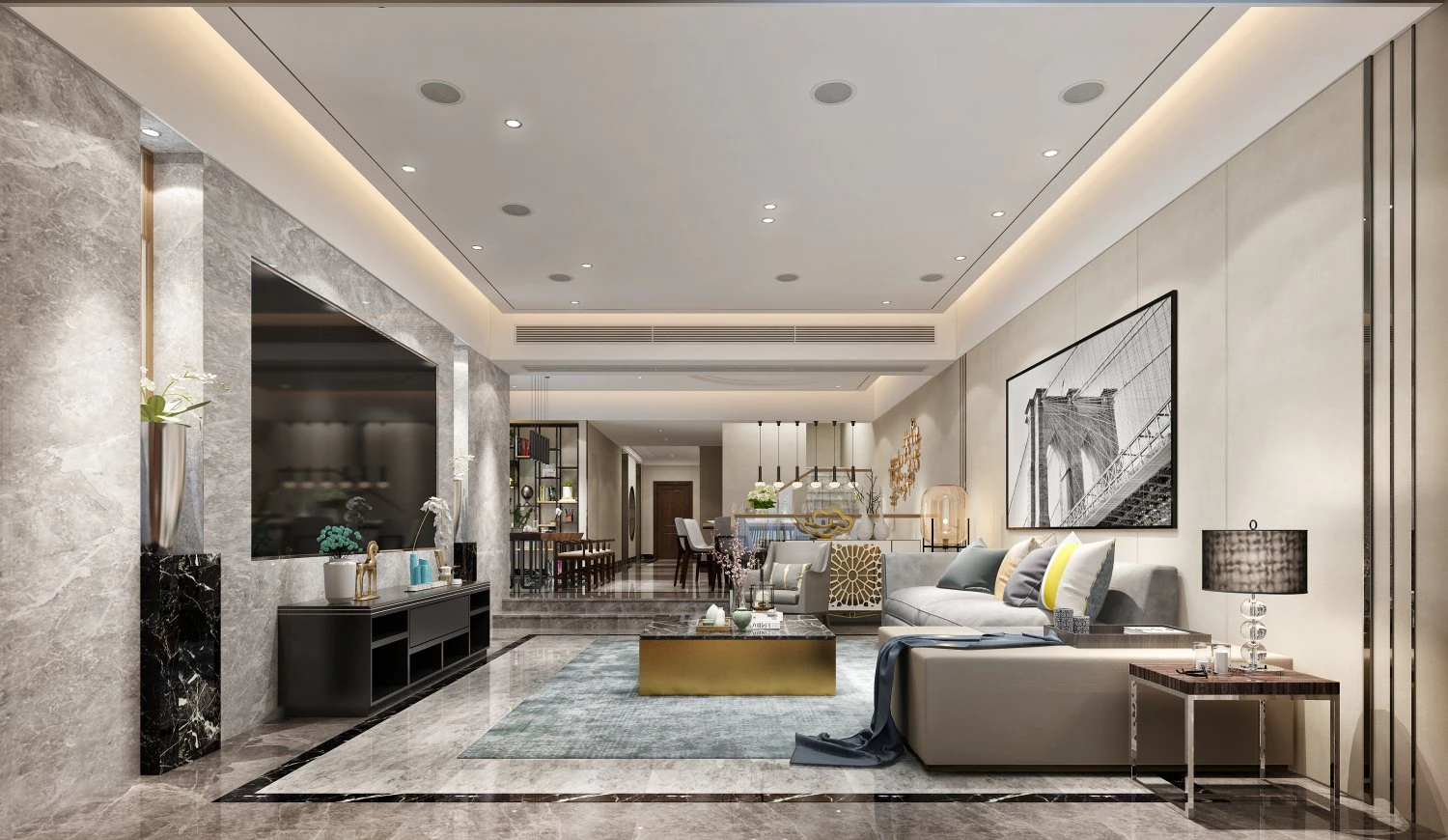 modern living room 3D Model .c4d .max .obj .3ds .fbx .stl .blend 