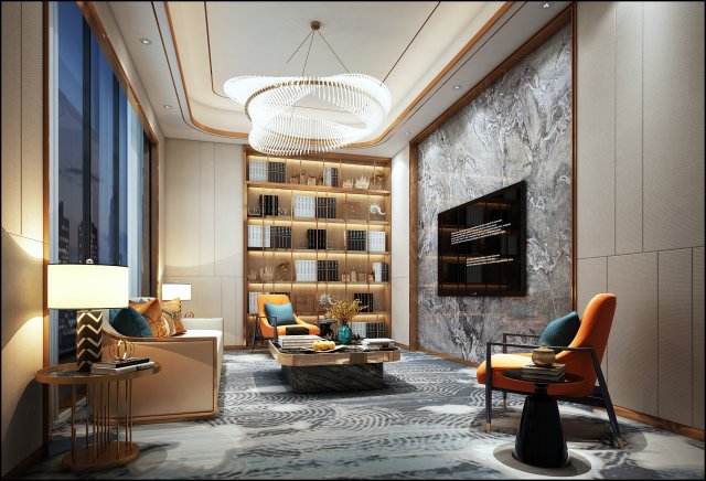 modern living room 3D Модель .c4d .max .obj .3ds .fbx .stl .blend 
