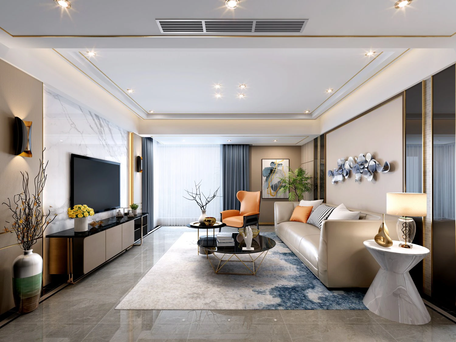 modern living room 3D Model .c4d .max .obj .3ds .fbx .stl .blend 