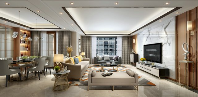 modern living room 3D Model .c4d .max .obj .3ds .fbx .stl .blend 