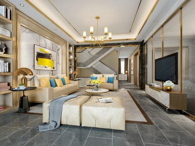 modern living room Modelo 3D .c4d .max .obj .3ds .fbx .stl .blend 