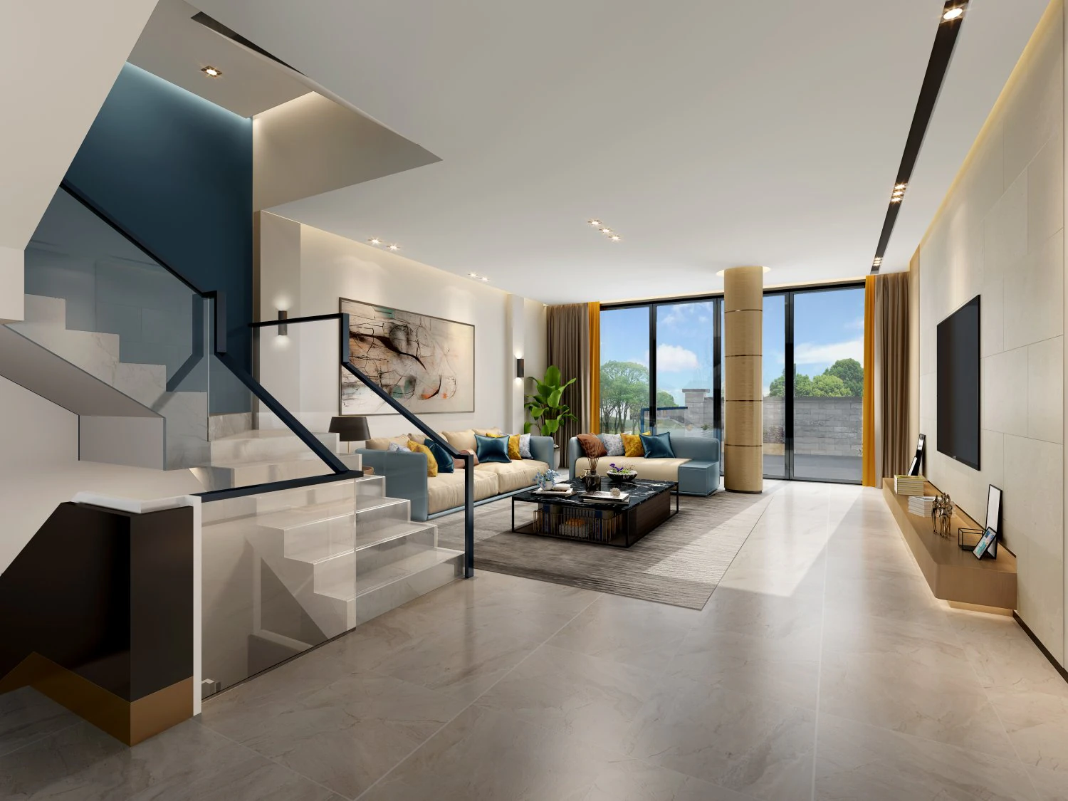 modern living room 3D Model .c4d .max .obj .3ds .fbx .stl .blend 