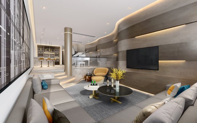 modern living room 3D मॉडल .c4d .max .obj .3ds .fbx .stl .blend 