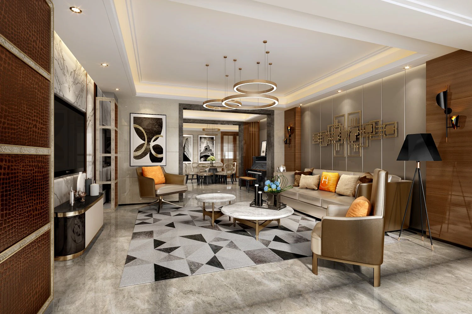 modern living room 3D Model .c4d .max .obj .3ds .fbx .stl .blend 