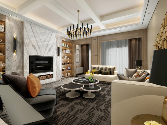 modern living room 3D Model .c4d .max .obj .3ds .fbx .stl .blend