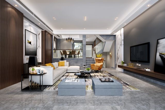modern living room Modelo 3D .c4d .max .obj .3ds .fbx .stl .blend