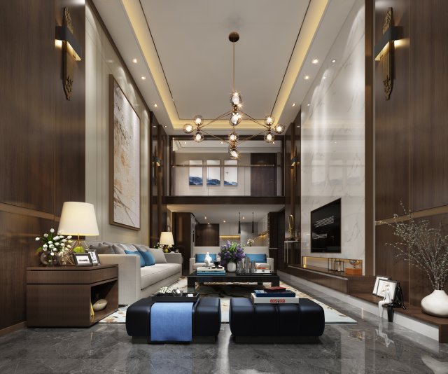 modern living room 3D Модель .c4d .max .obj .3ds .fbx .stl .blend