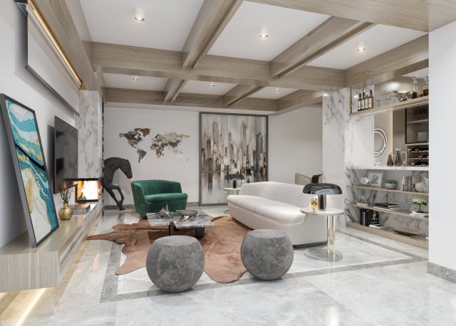 modern living room 3D 모델 .c4d .max .obj .3ds .fbx .stl .blend 