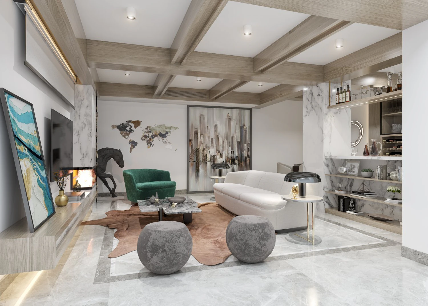 modern living room 3D Model .c4d .max .obj .3ds .fbx .stl .blend 