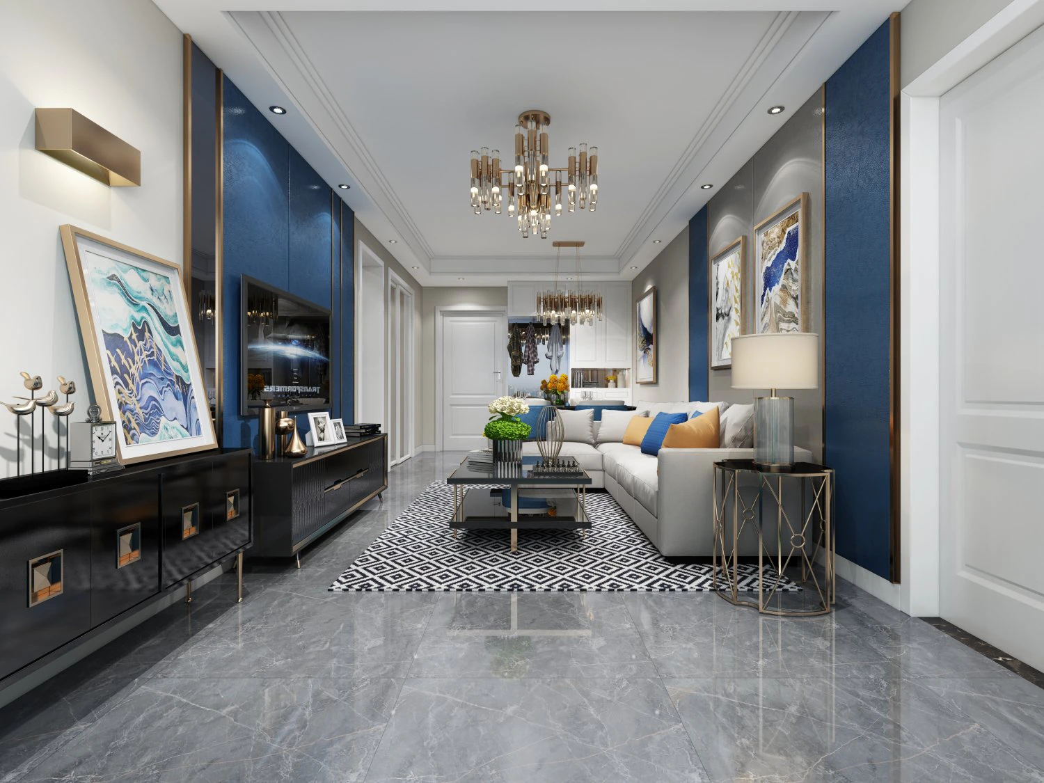 modern living room 3D Model .c4d .max .obj .3ds .fbx .stl .blend