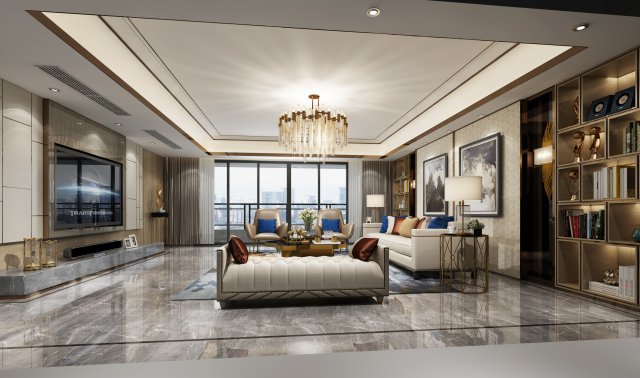 modern living room Modelo 3D .c4d .max .obj .3ds .fbx .stl .blend 