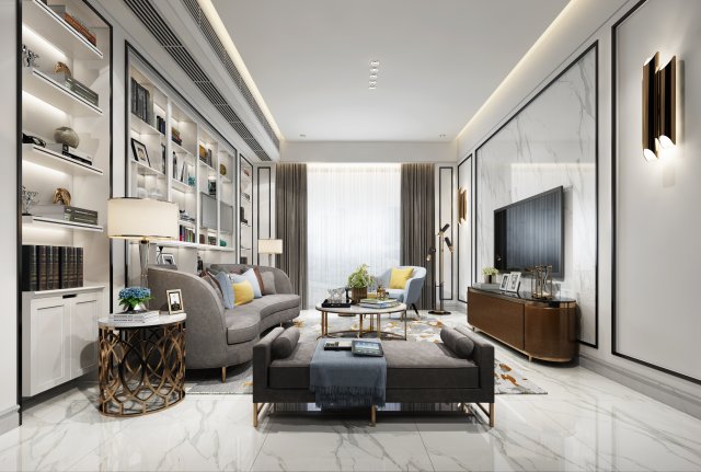 modern living room Modelo 3D .c4d .max .obj .3ds .fbx .stl .blend 