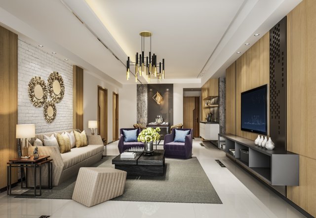 modern living room 3D Model .c4d .max .obj .3ds .fbx .stl .blend 