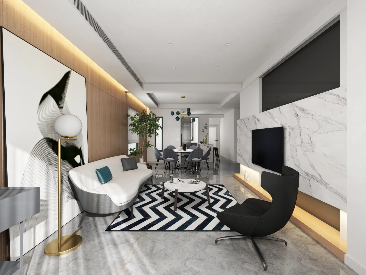 modern living room 3D Model .c4d .max .obj .3ds .fbx .stl .blend 