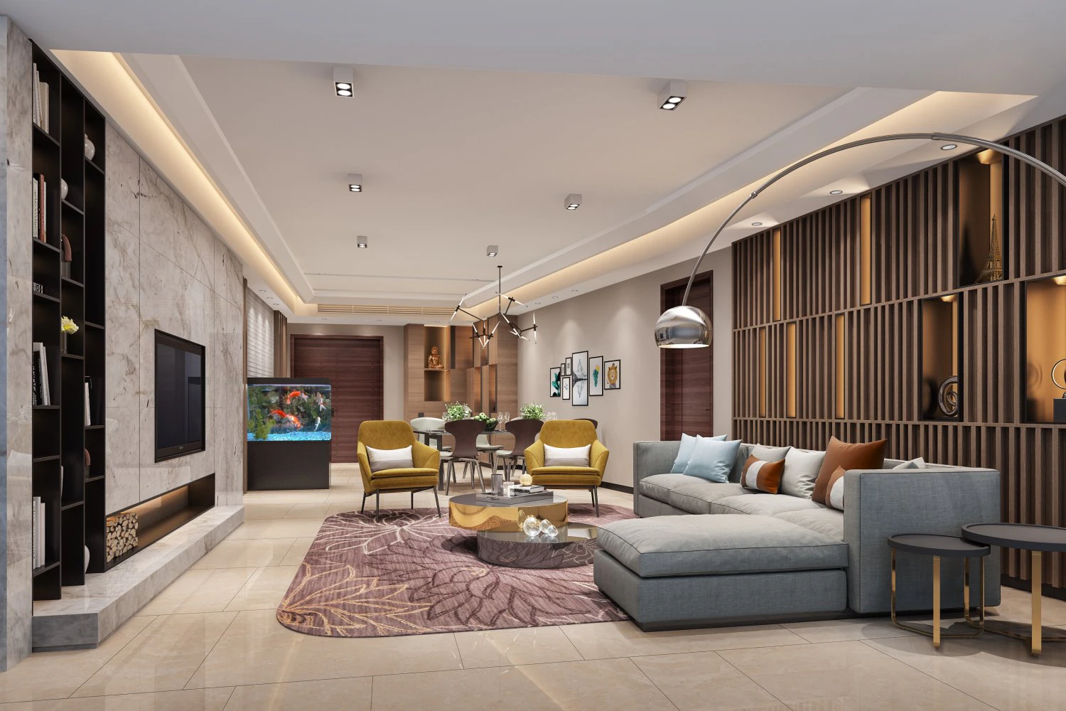 modern living room 3D Model .c4d .max .obj .3ds .fbx .stl .blend 