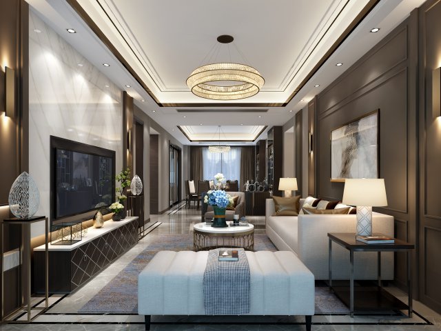 modern living room 3D Model .c4d .max .obj .3ds .fbx .stl .blend 