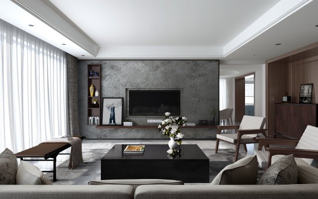 modern living room Modèle 3D .c4d .max .obj .3ds .fbx .stl .blend 