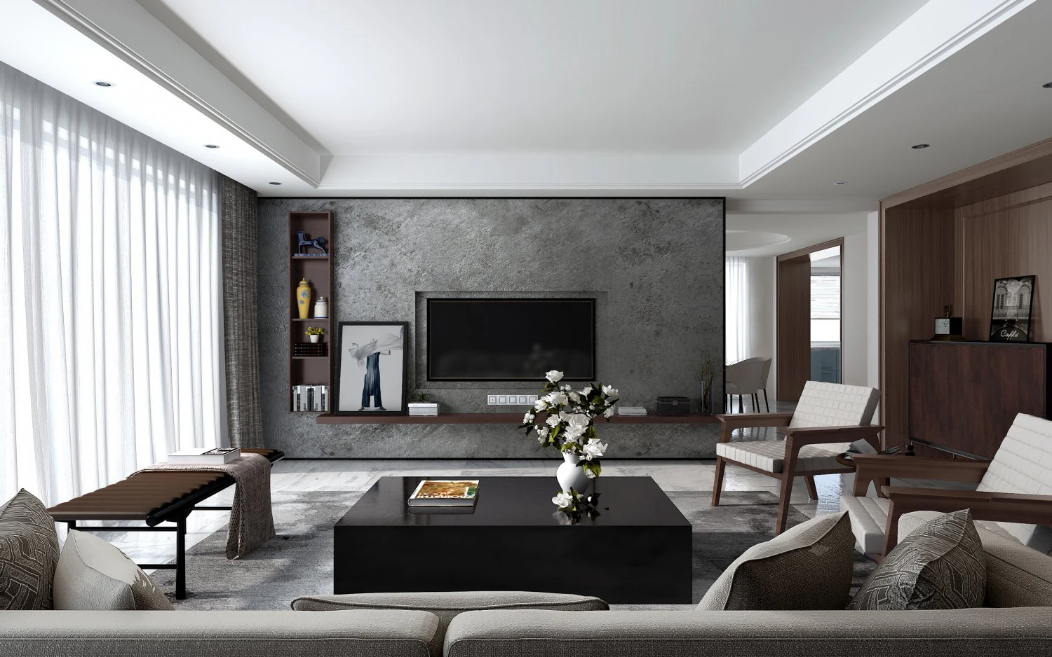 modern living room 3D Model .c4d .max .obj .3ds .fbx .stl .blend