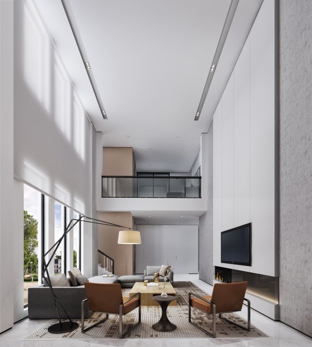 modern living room 3D Модель .c4d .max .obj .3ds .fbx .stl .blend 