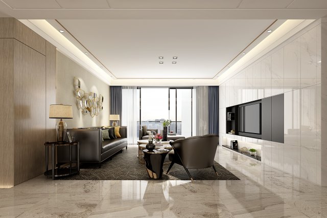 modern living room Modelo 3D .c4d .max .obj .3ds .fbx .stl .blend 