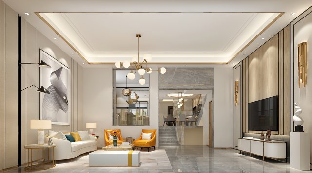 modern living room Modello 3D .c4d .max .obj .3ds .fbx .stl .blend