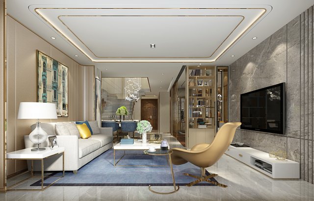 modern living room Model 3D .c4d .max .obj .3ds .fbx .stl .blend