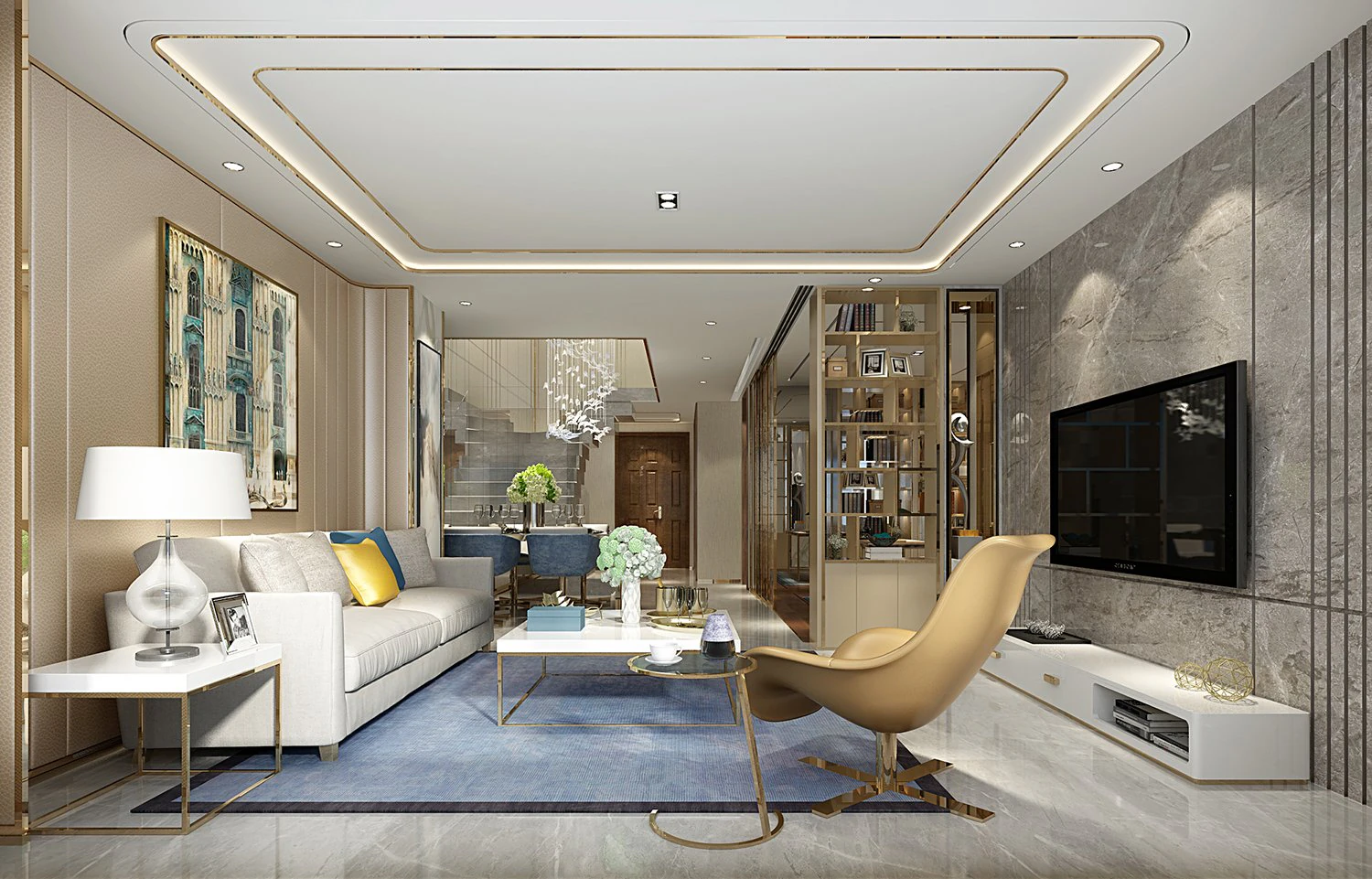 modern living room 3D Model .c4d .max .obj .3ds .fbx .stl .blend 
