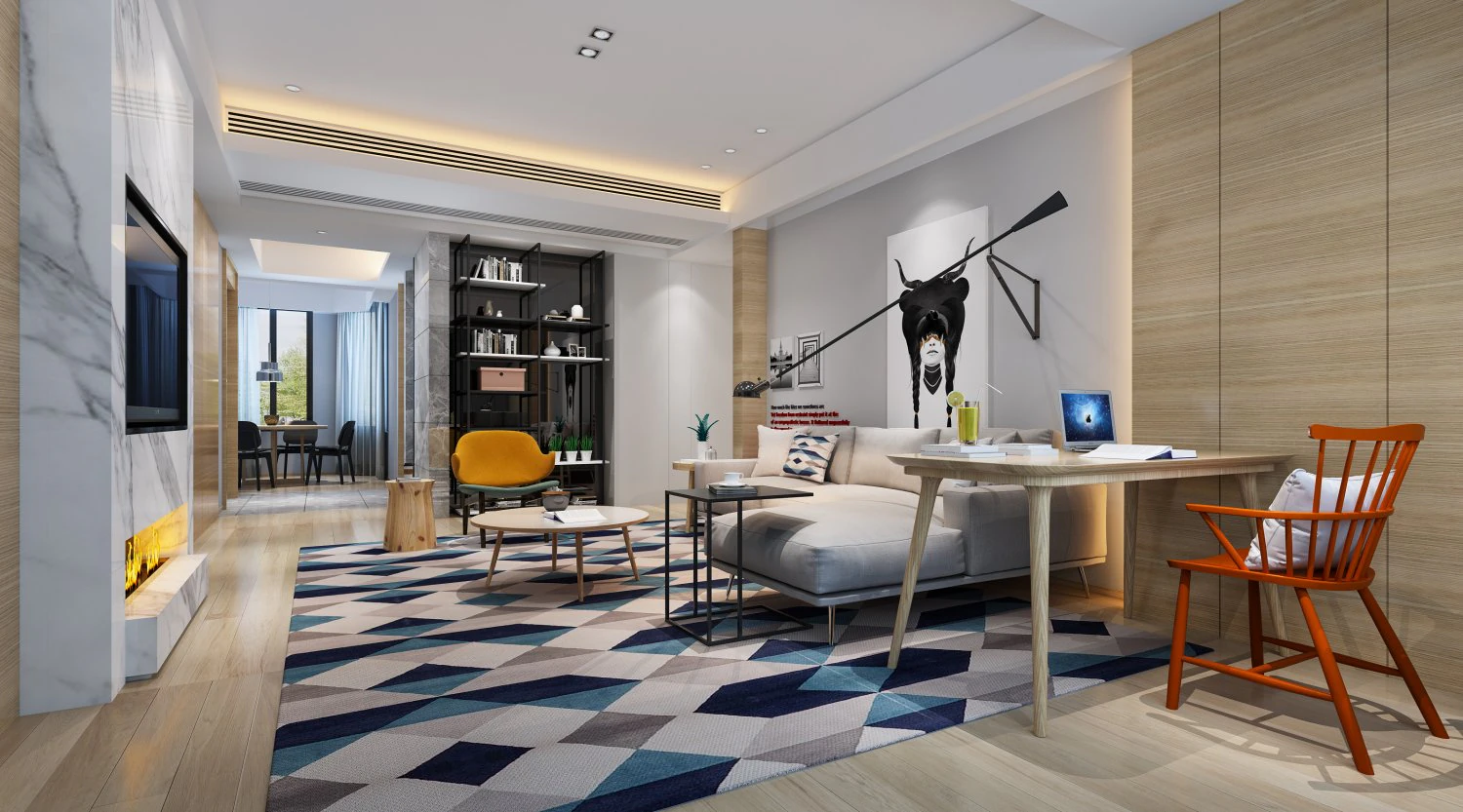 modern living room 3D Model .c4d .max .obj .3ds .fbx .stl .blend 