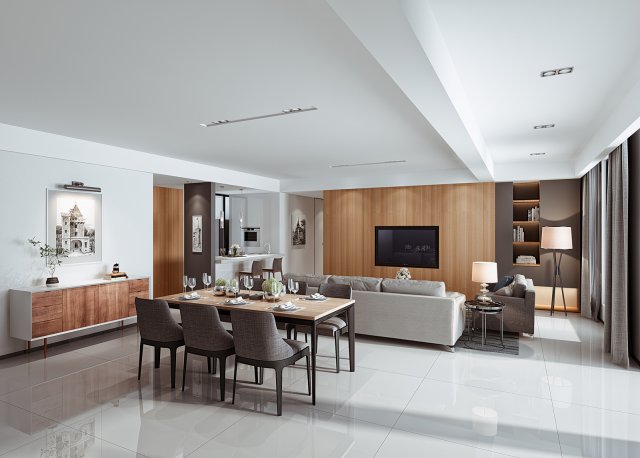modern living room Modello 3D .c4d .max .obj .3ds .fbx .stl .blend 