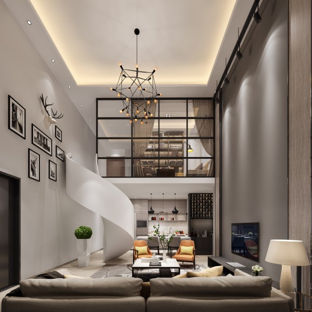 modern living room 3D Модель .c4d .max .obj .3ds .fbx .stl .blend