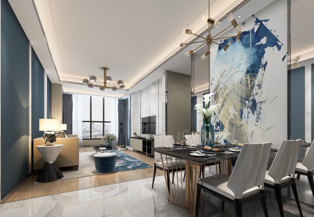 modern living room Model 3D .c4d .max .obj .3ds .fbx .stl .blend 