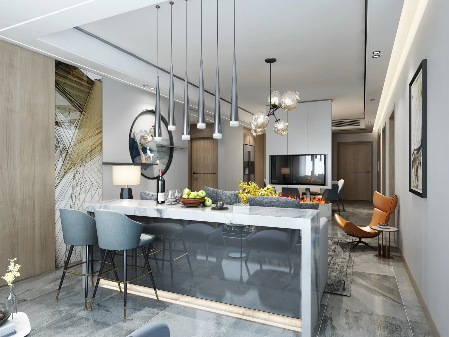 modern living room 3D Model .c4d .max .obj .3ds .fbx .stl .blend 
