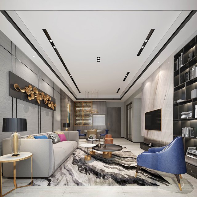 modern living room 3D Модель .c4d .max .obj .3ds .fbx .stl .blend 