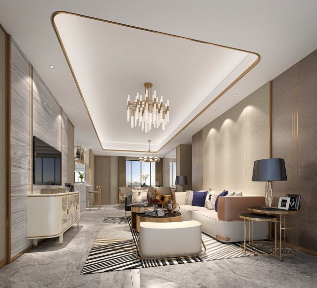 modern living room 3D Model .c4d .max .obj .3ds .fbx .stl .blend