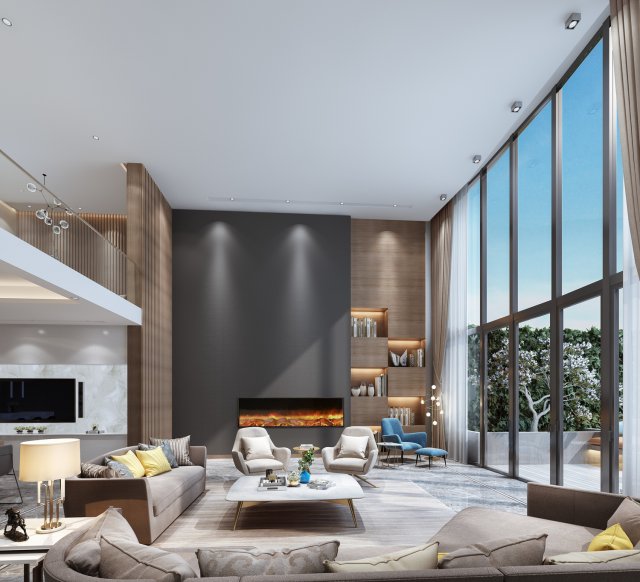 modern living room Modelo 3D .c4d .max .obj .3ds .fbx .stl .blend