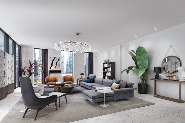 modern living room 3D 模型 .c4d .max .obj .3ds .fbx .stl .blend 