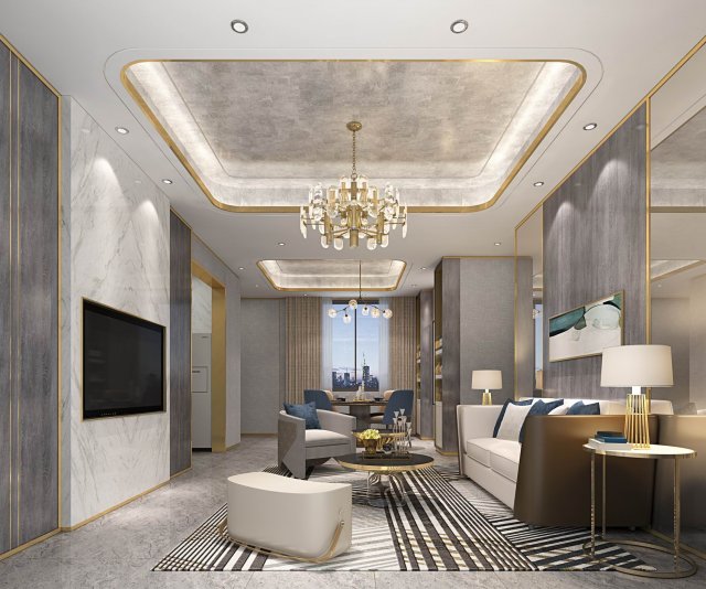 modern living room 3D Модель .c4d .max .obj .3ds .fbx .stl .blend 