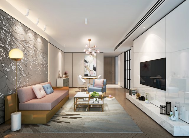 modern living room 3Dモデル .c4d .max .obj .3ds .fbx .stl .blend 