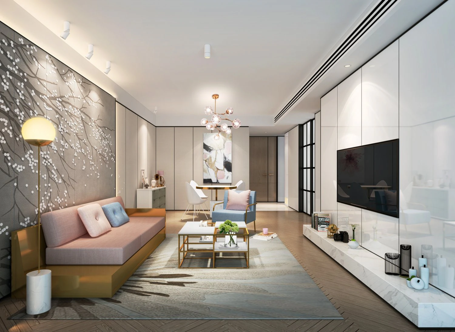modern living room 3D Model .c4d .max .obj .3ds .fbx .stl .blend