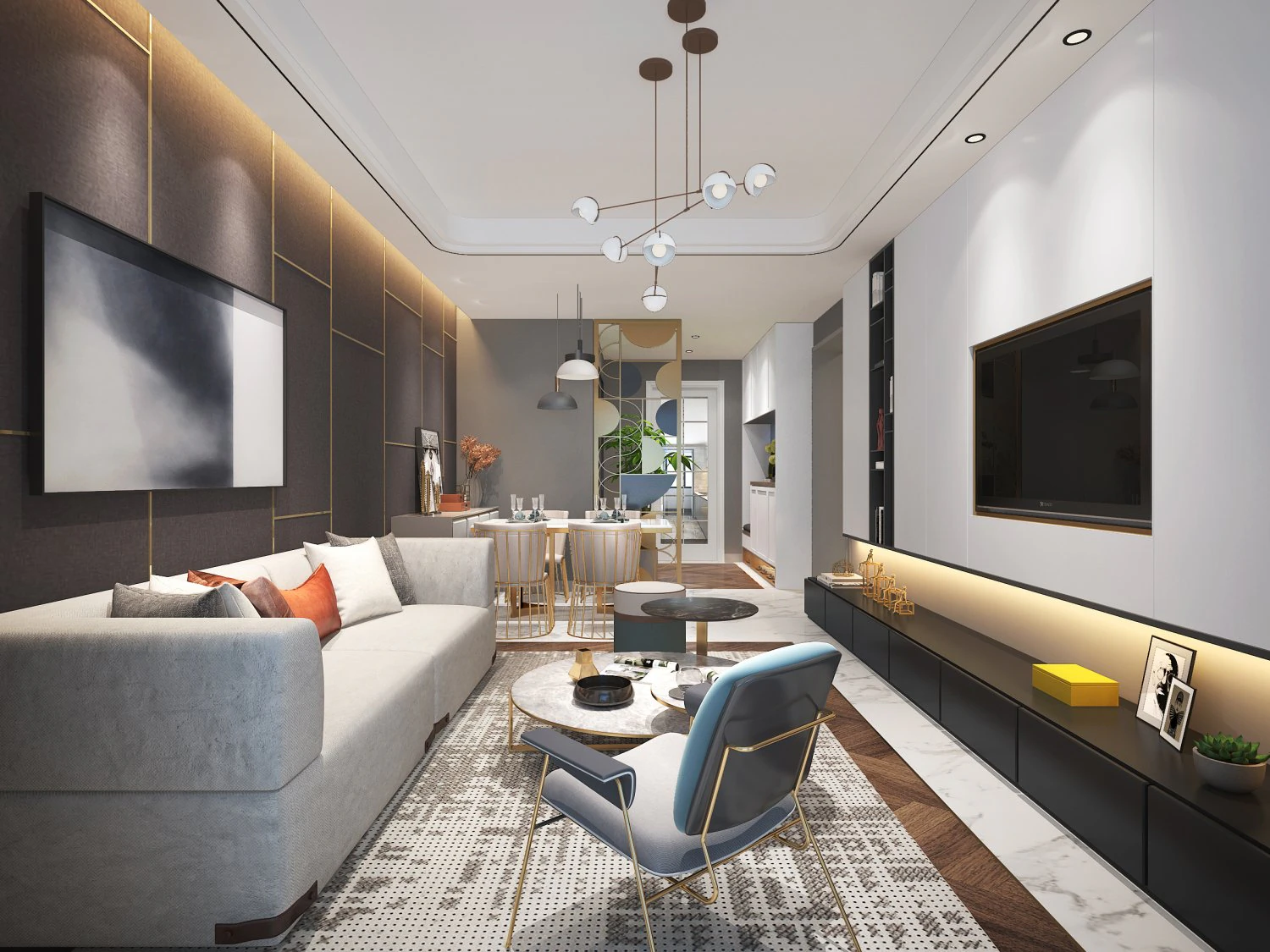 modern living room 3D Model .c4d .max .obj .3ds .fbx .stl .blend
