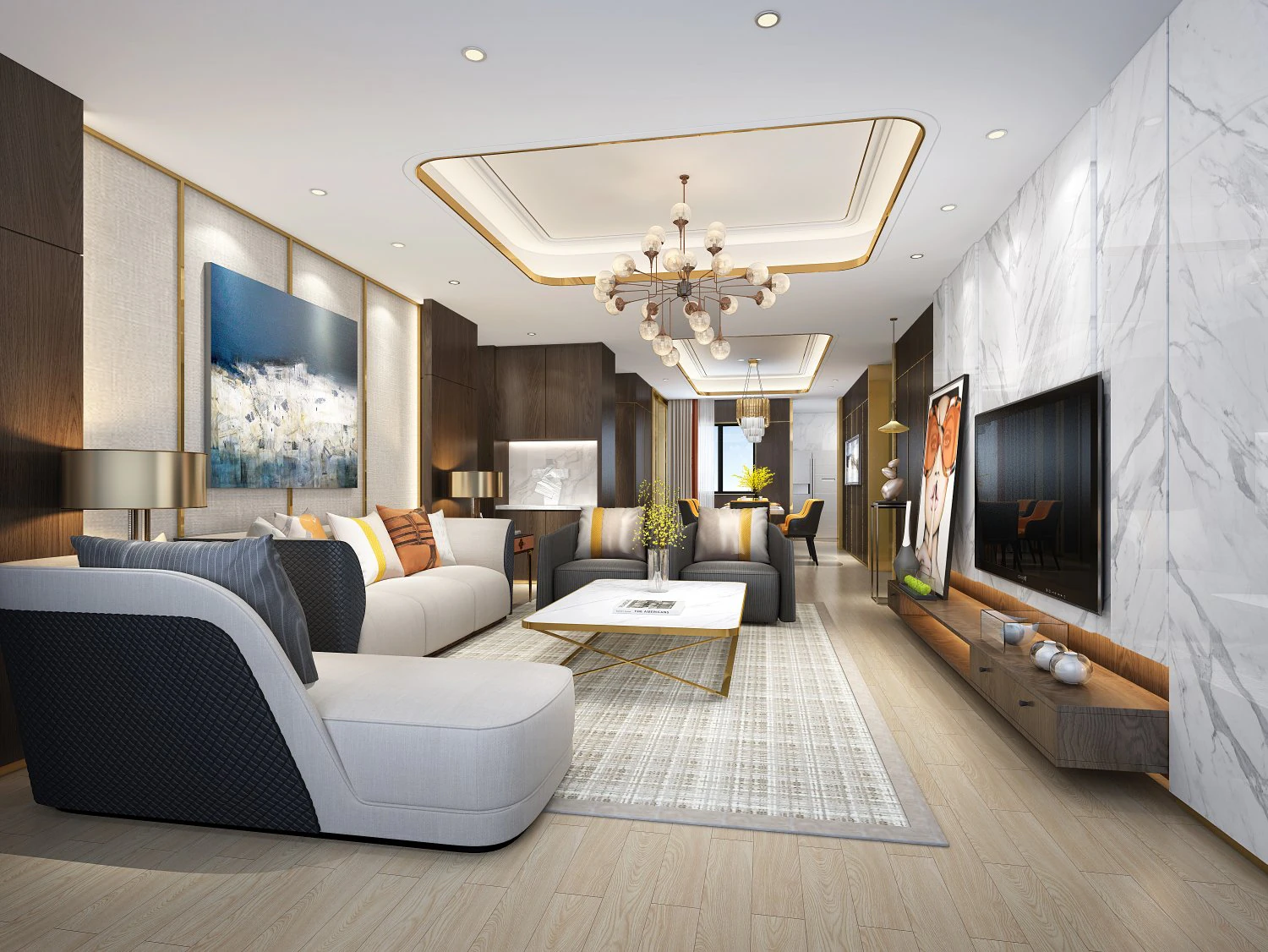 modern living room 3D Model .c4d .max .obj .3ds .fbx .stl .blend 