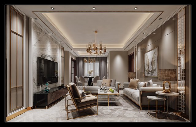 modern living room Modello 3D .c4d .max .obj .3ds .fbx .stl .blend 