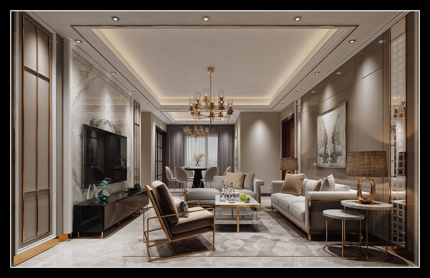 modern living room 3D Model .c4d .max .obj .3ds .fbx .stl .blend